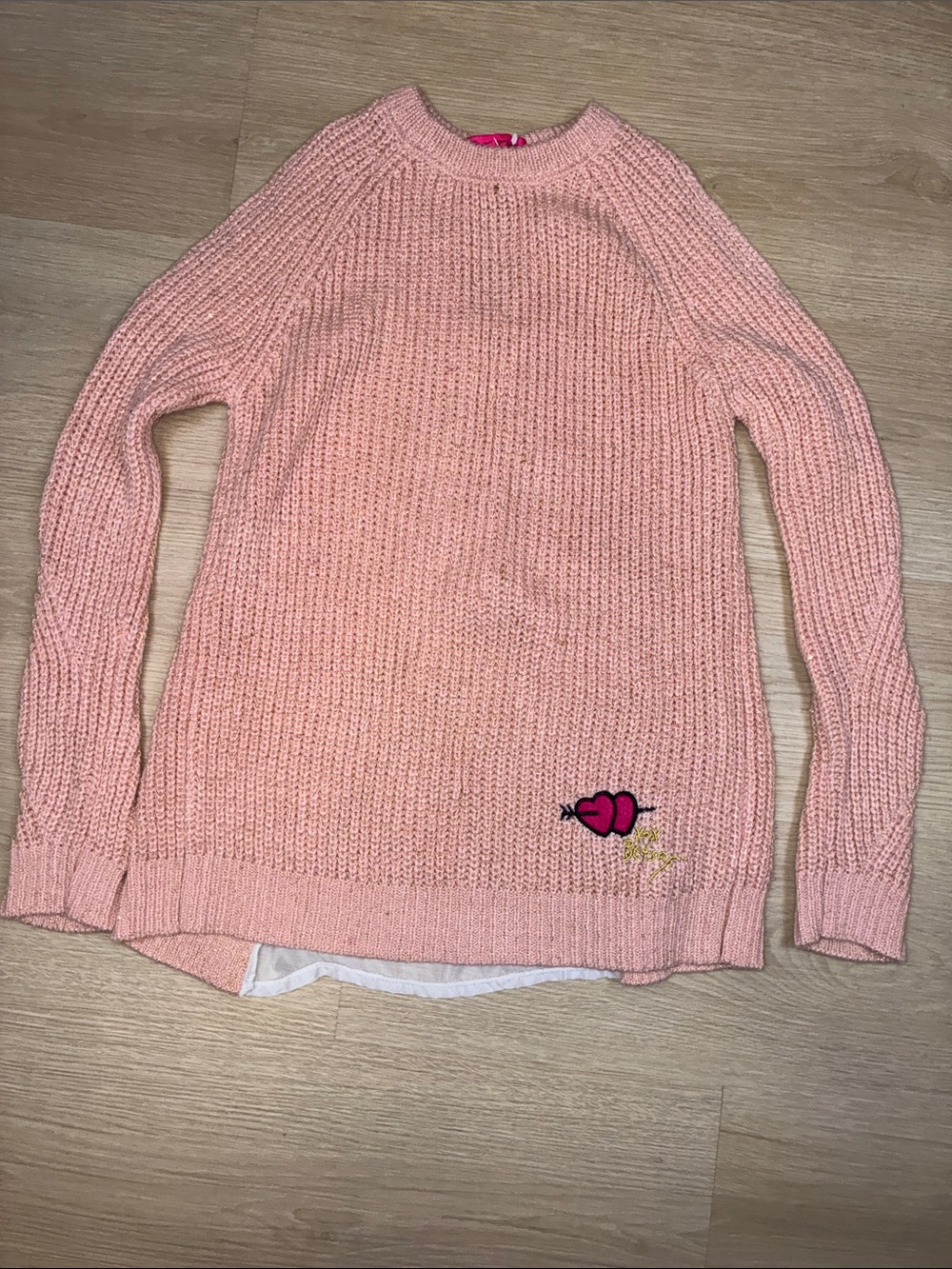 Betsey Johnson Pink Knit Sweater with Heart Motif